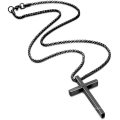 Custom Men's Cross Chain Silver Black Gold Stainless Steel Pure Color Cross Pendant Necklace Men's Box Chain